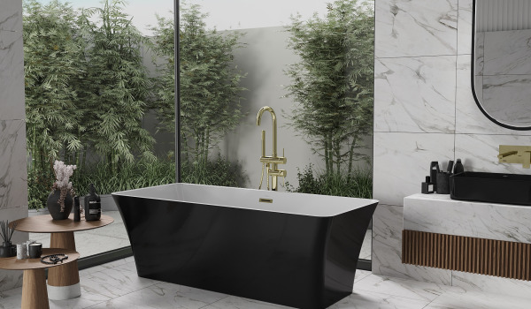 The Combination of Black and Gold in a Marble Bathroom