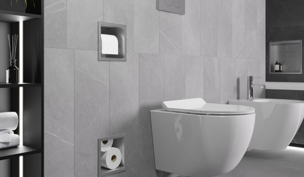 Wall-Mounted Toilet Paper Holder with Built-In Storage