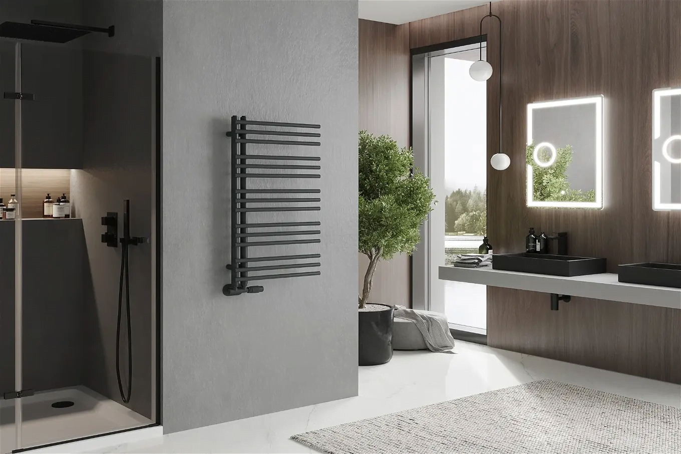 At what height is a bathroom radiator most effective?