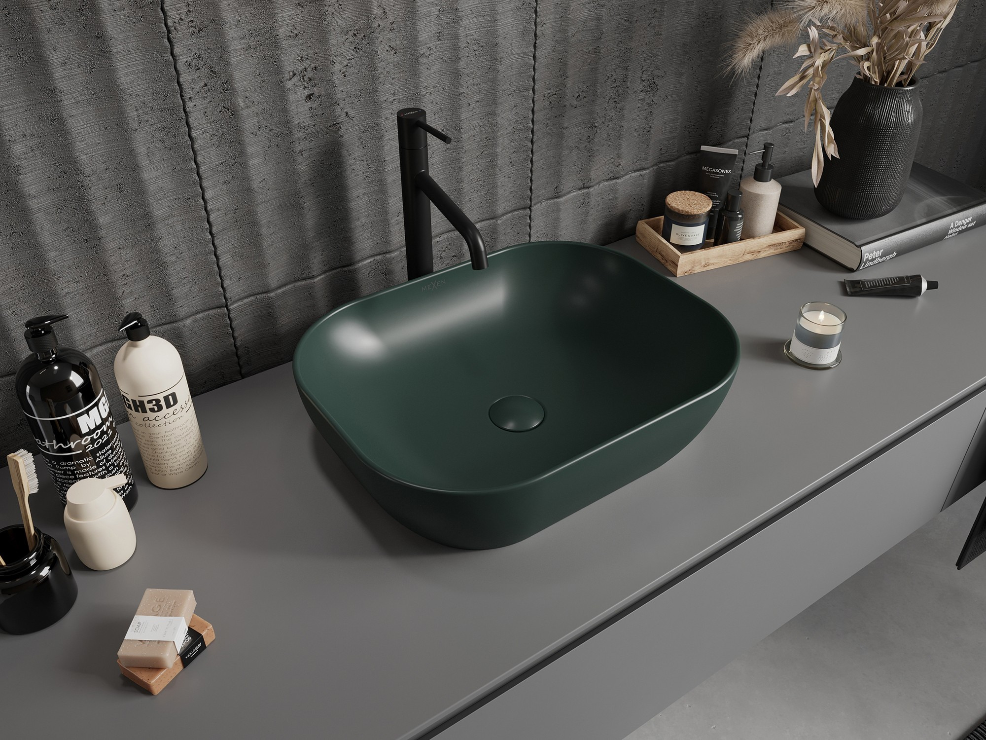 Green countertop sink - a modern accent for the bathroom