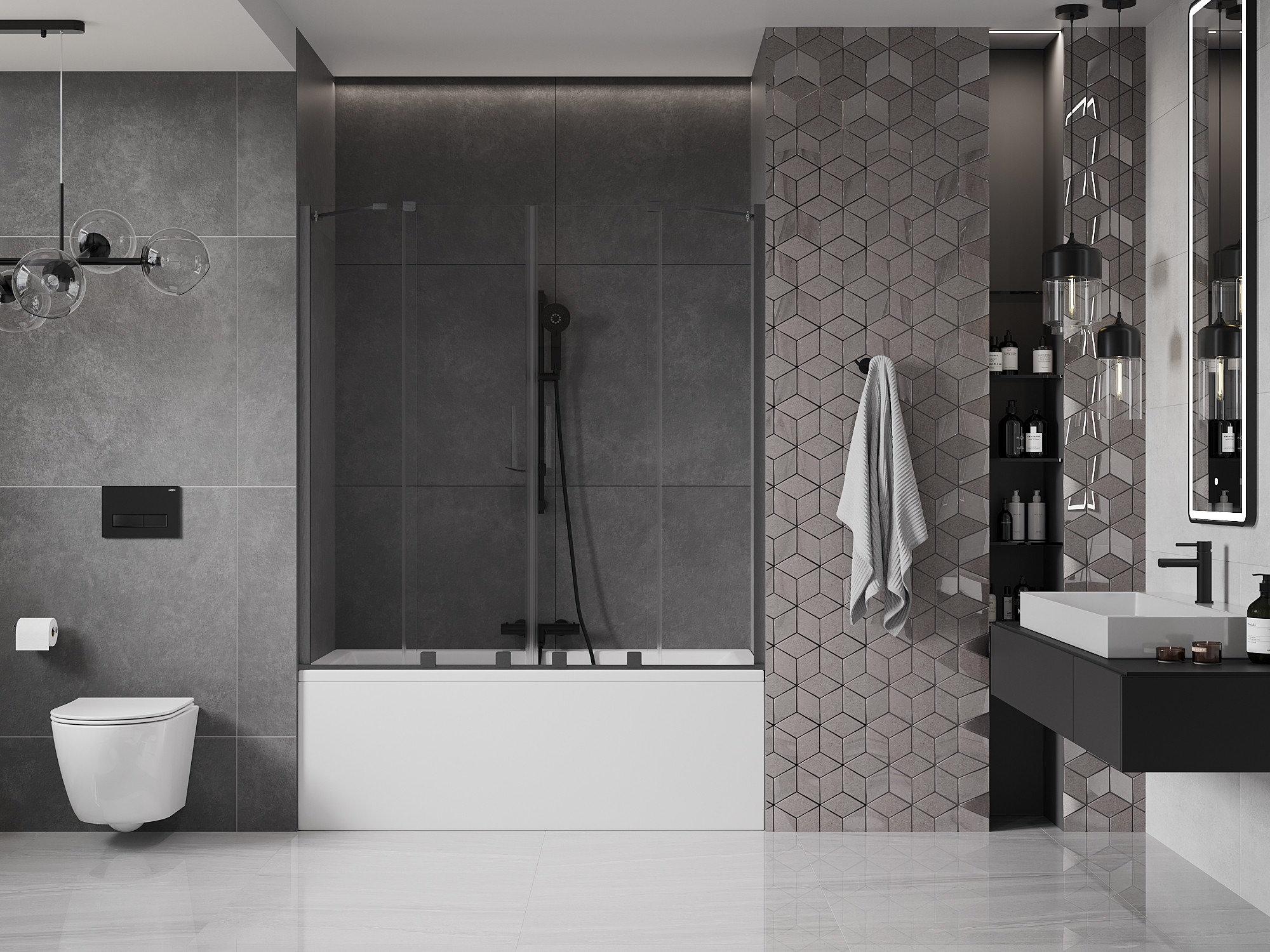 Bathtub with a double screen